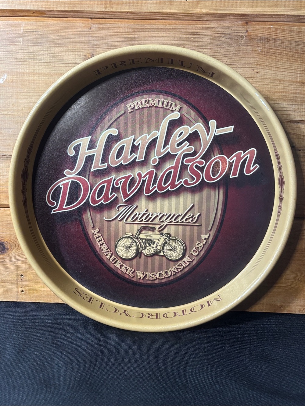 Harley-Davidson Premium Motorcycles Round Metal Bar Tray - Milwaukee Wisconsin